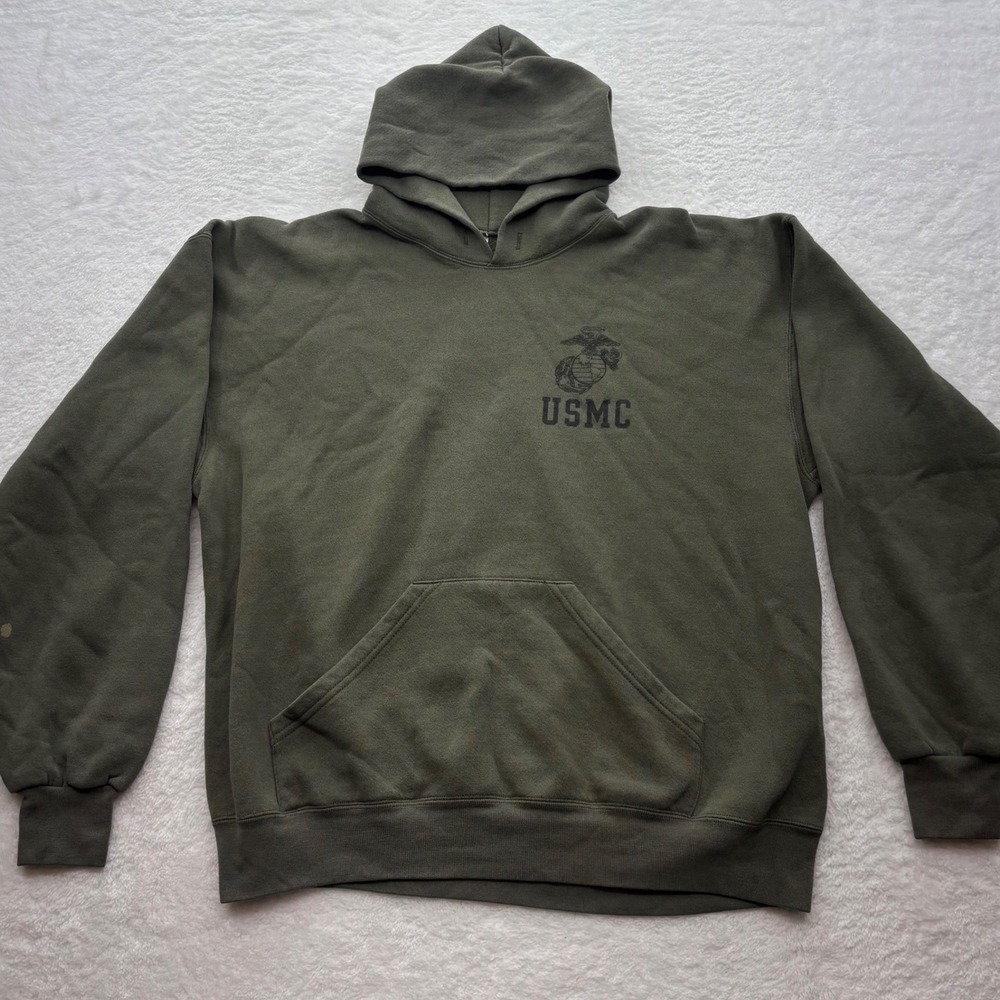 Soffe USMC Hoodie Mens XL Olive Green Marine Corps EGA Pullover Made in USA